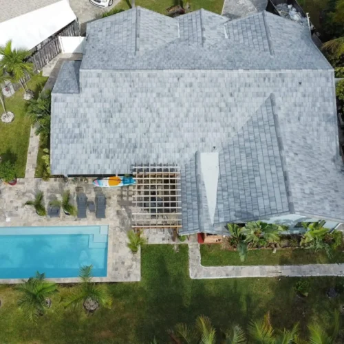 above view of south florida home repair with shingle roof